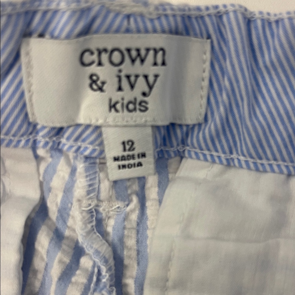 Crown & Ivy Blue Striped Kids Shorts Size 12 EUC - Picture 3 of 5